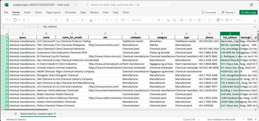 Sample Result File for Email Address Verifier