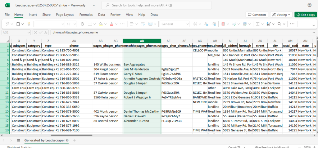 Sample Result for Phone Identity Finder