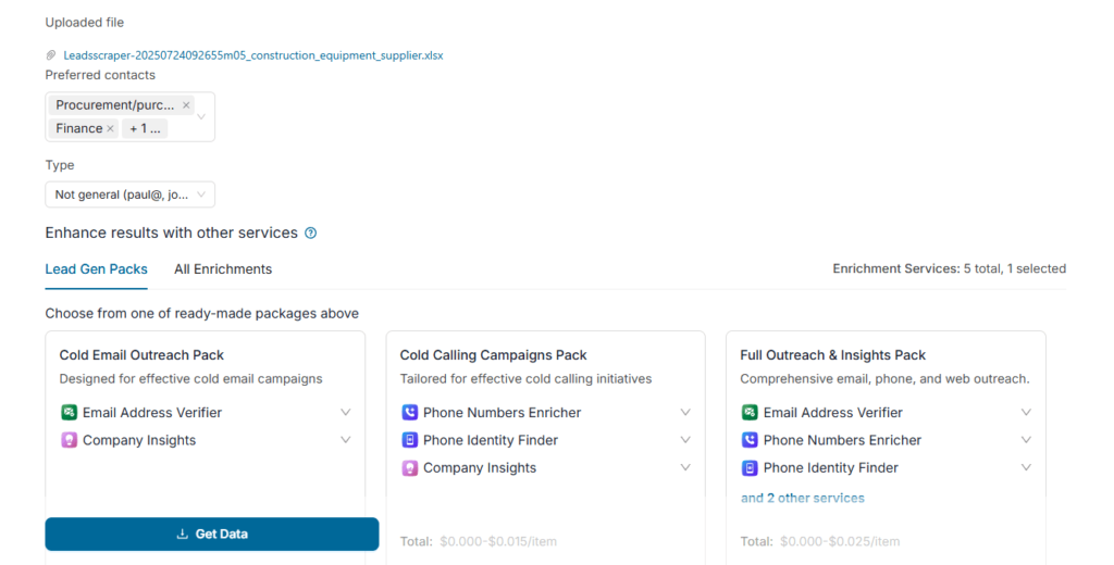 Enable Enrichments and Services Pack
