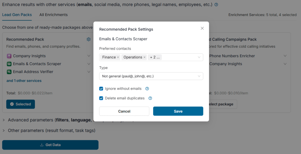 Recommended Pack Settings